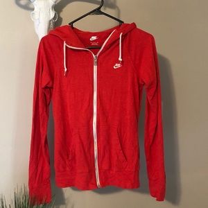 Red Nike zip up hoodie